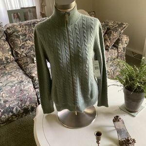 Ralph Lauren Sage Green 100% cashmere Cardigan Sweater, size L